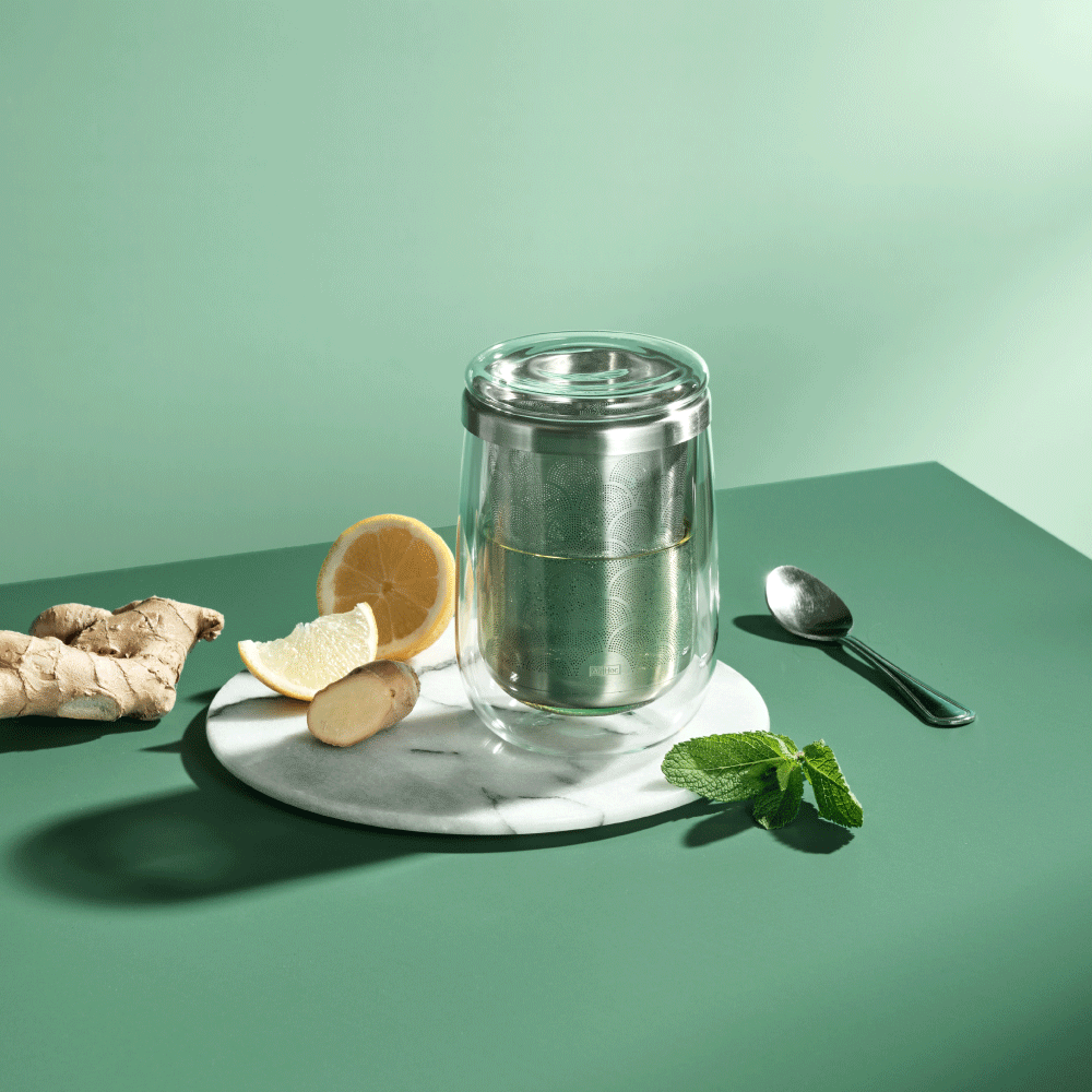 Fusion Glass tea glass with tea infuser