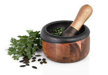 Load image into Gallery viewer, AdHoc Crush Wood and Cast Iron Mortar and Pestle
