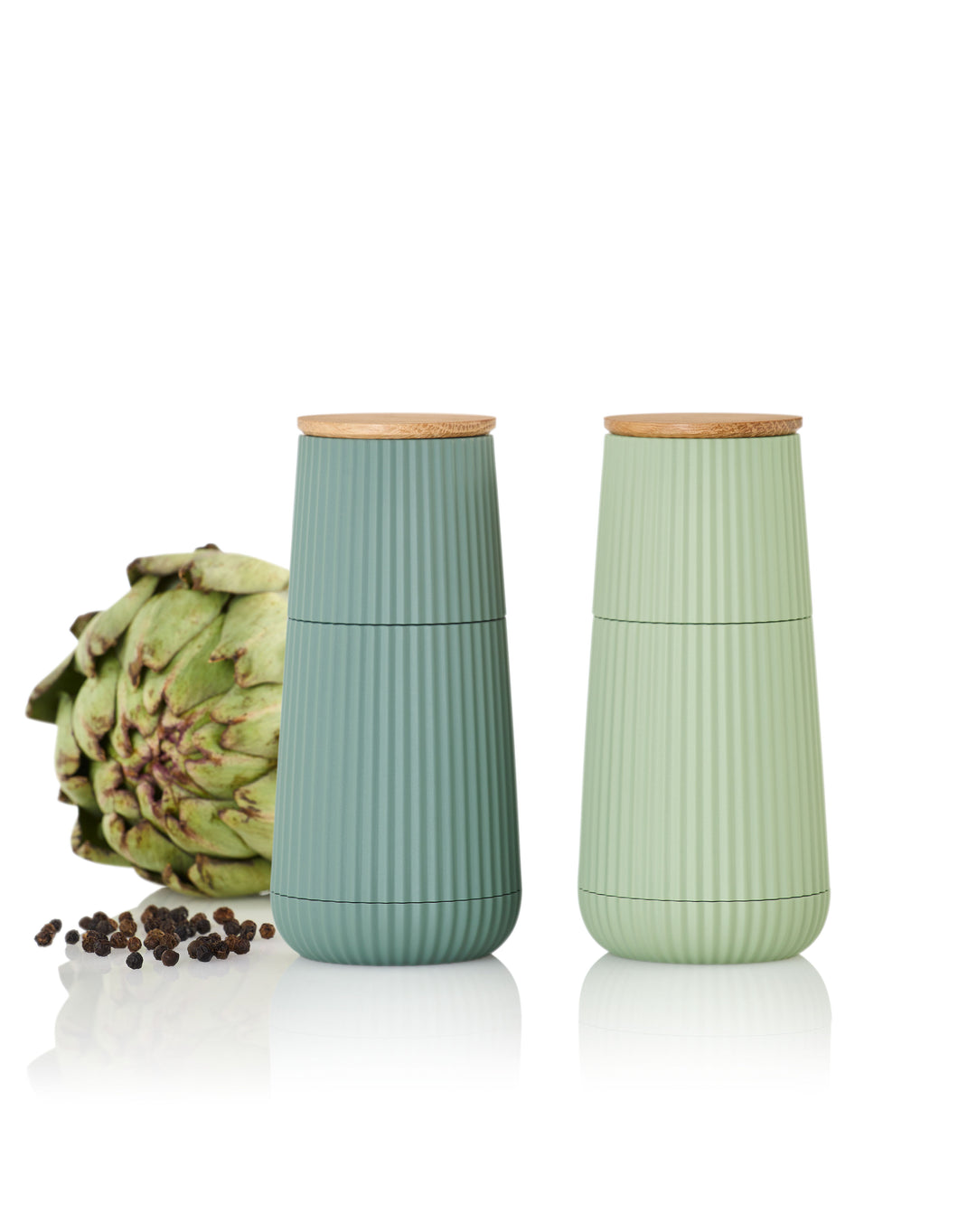 AdHoc Scape Salt & Pepper Mill Set Dark & Light Green