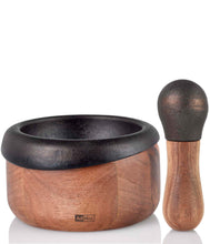 Load image into Gallery viewer, AdHoc Crush Wood and Cast Iron Mortar and Pestle

