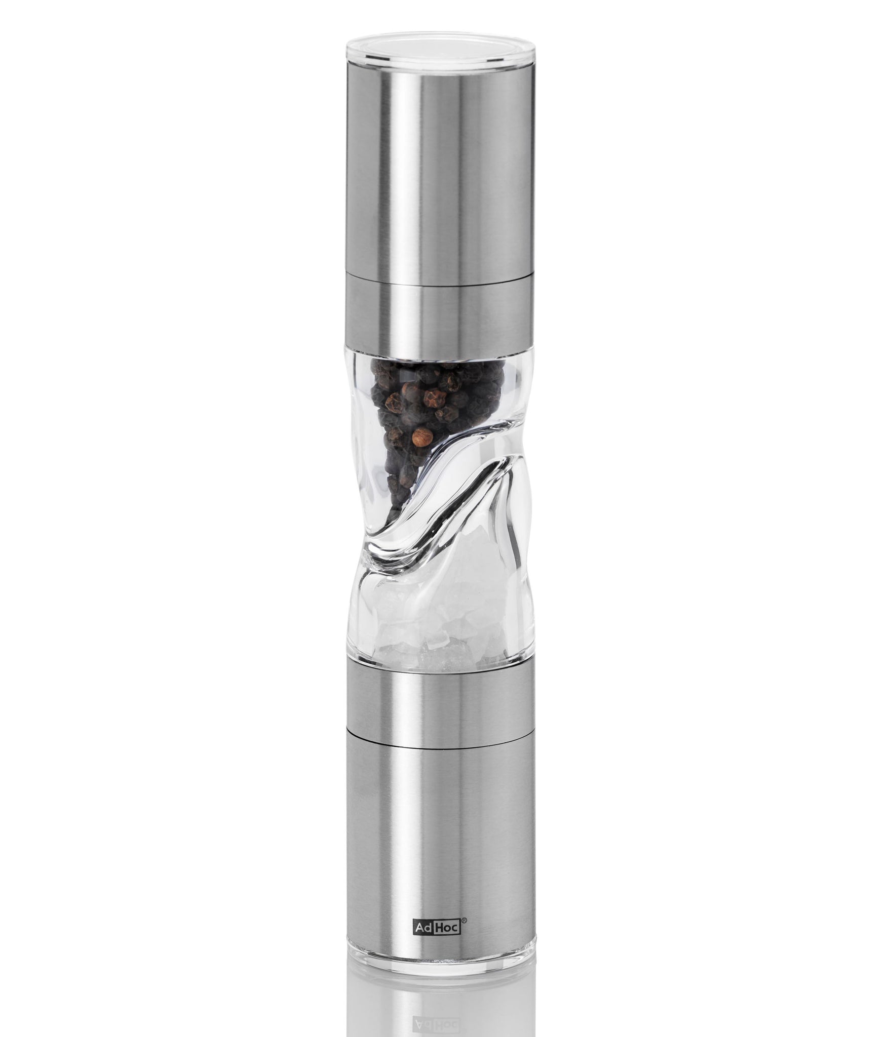 Pepper and outlet salt grinder combo
