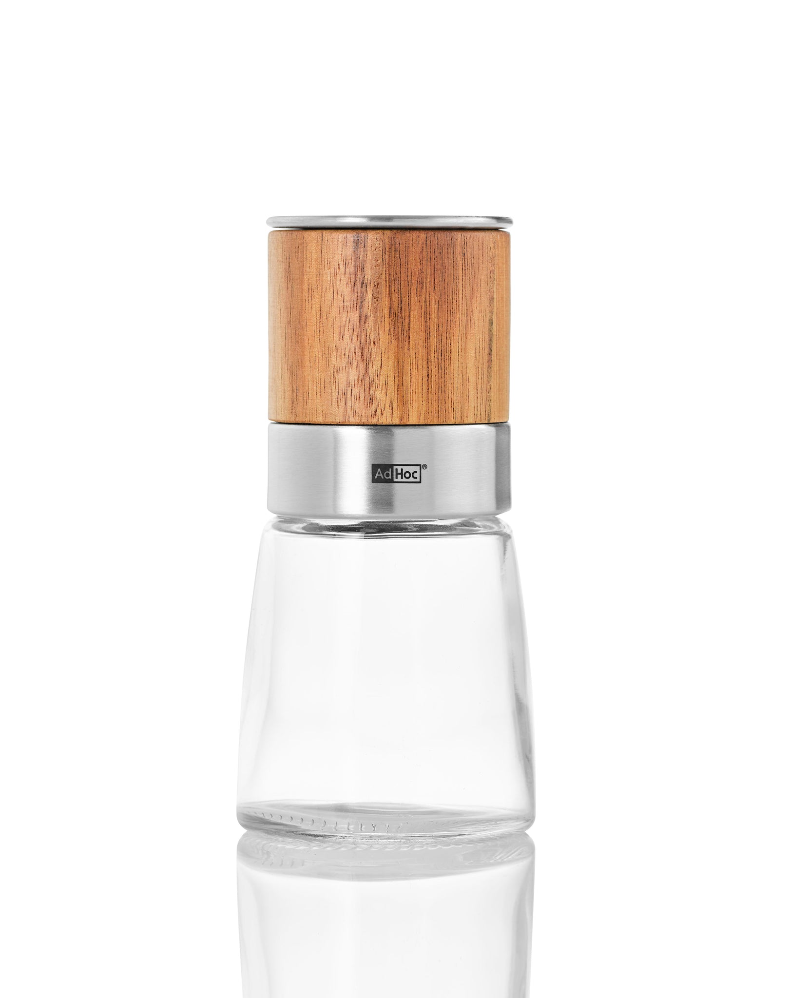 ADHOC Geared Salt or Pepper Mill, 7.5 inch, Stainless Steel. Silver